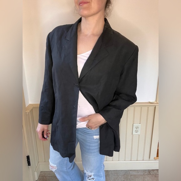 Maggie Mcnaughton Perfect Oversized  Trending Stylish Black Linen Women’s 18W - Picture 2 of 9